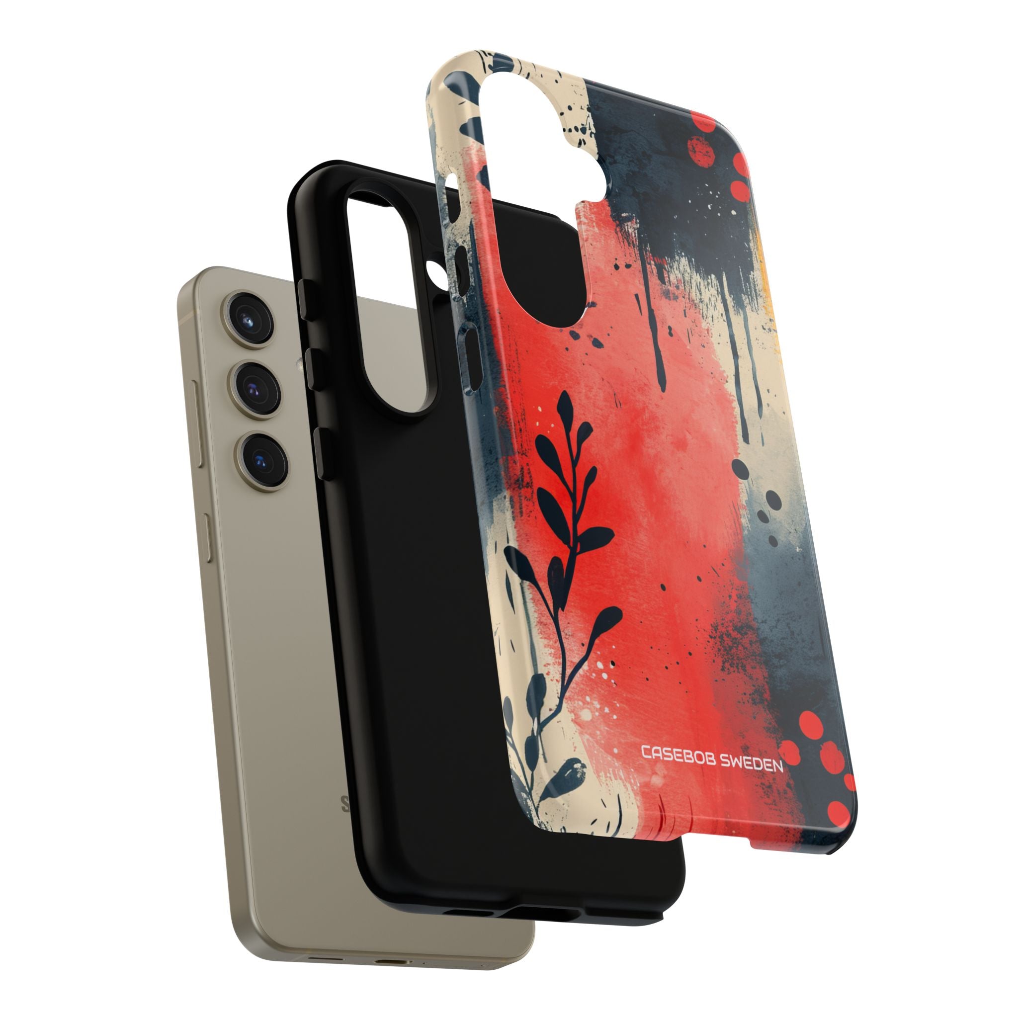 Red Blue Abstract Florals - Tough Samsung S24 Phone Case