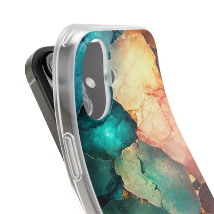 Teal Mosaic Veins iPhone 16 Case - Soft