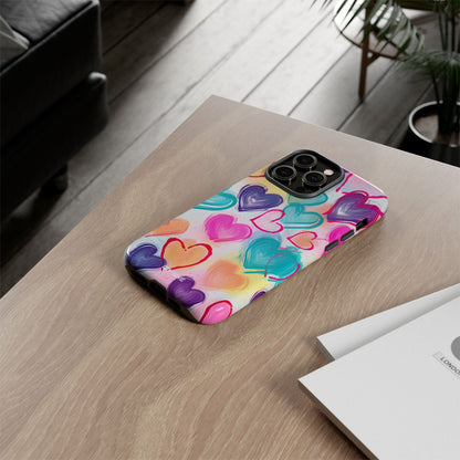 Hearts Dance Playfully - iPhone Case