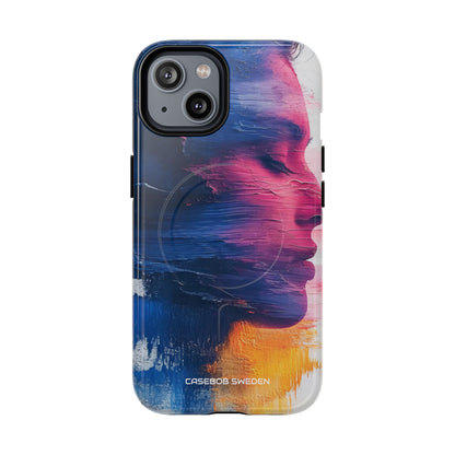 Blue Magenta Portrait - Tough + MagSafe® iPhone 14 Phone Case