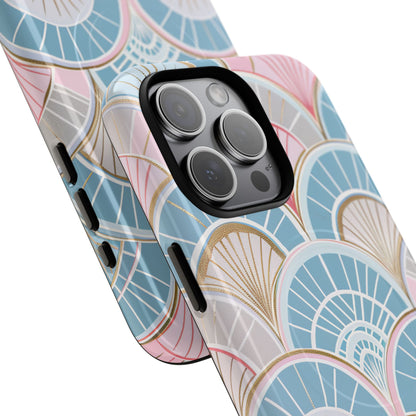 Art Deco Pastel Fan Pattern - Tough + MagSafe® iPhone 15 Phone Case