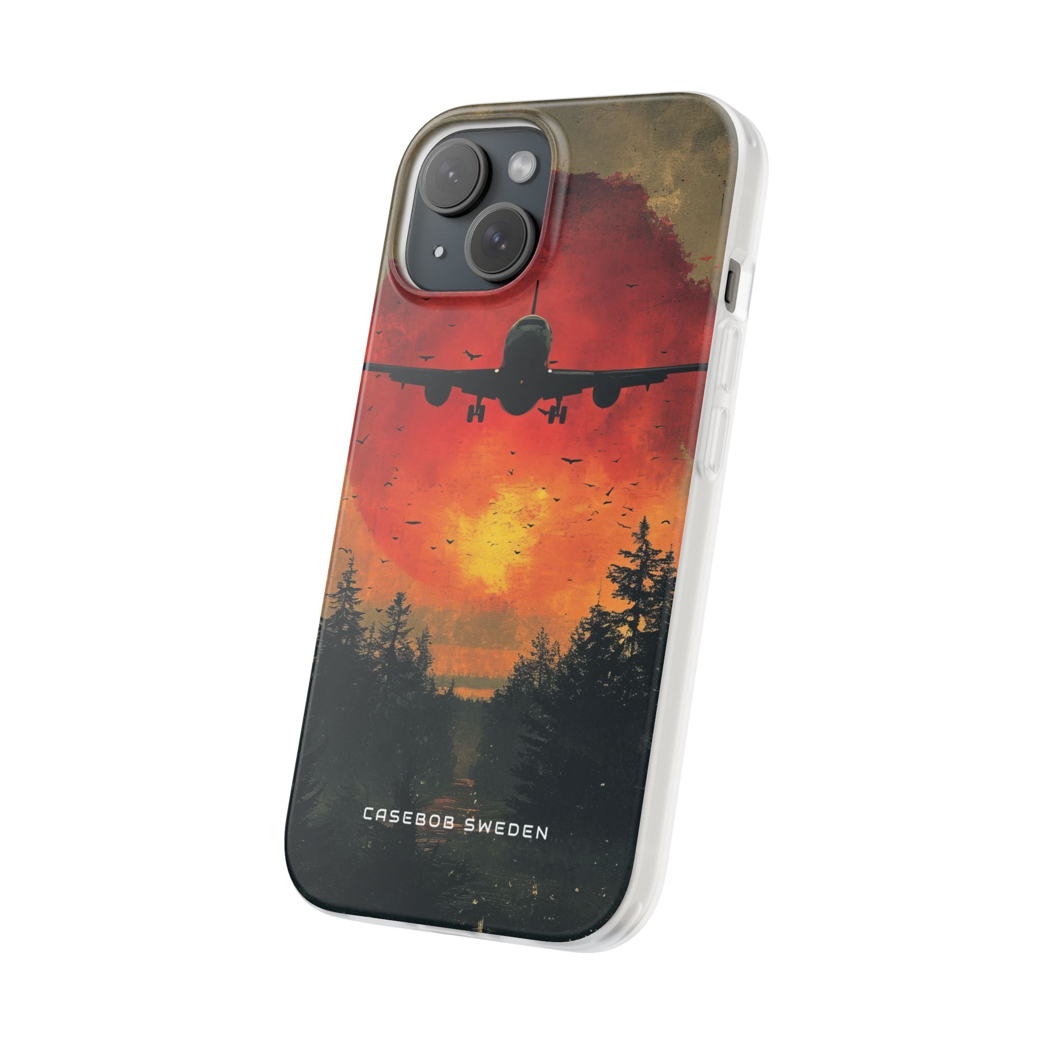 Vintage Sunset Airplane Silhouette iPhone 15 - Flexi Phone Case