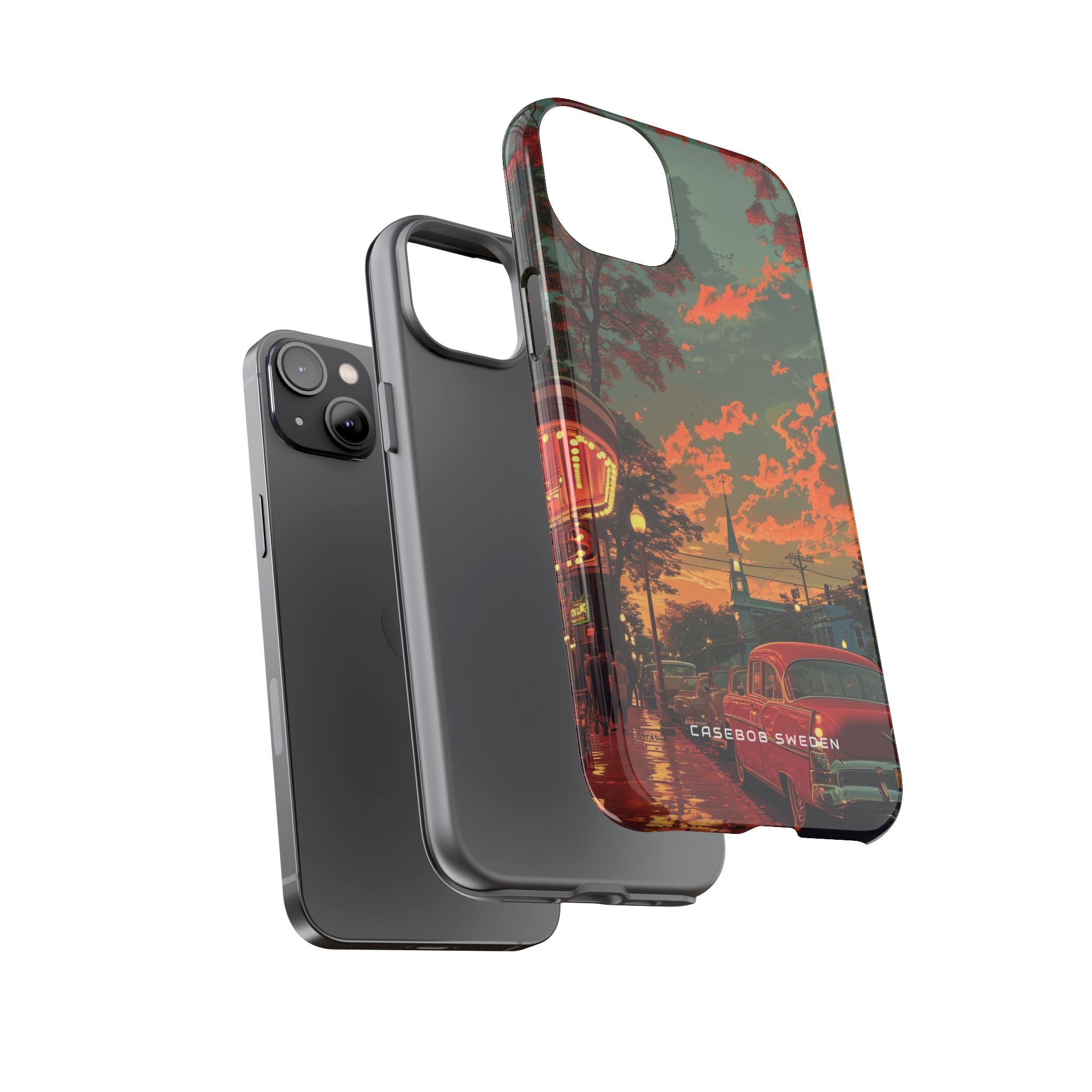 Mid-Century Nostalgia Streetscape iPhone 14 - Tough Phone Case