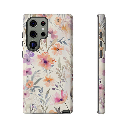 Soft Pink Floral Watercolor Design - Tough Samsung S23 Phone Case