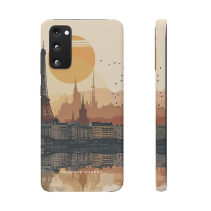 Eiffel Tower Silhouette with Birds and Sun Reflection Samsung S20 - Slim Phone Case