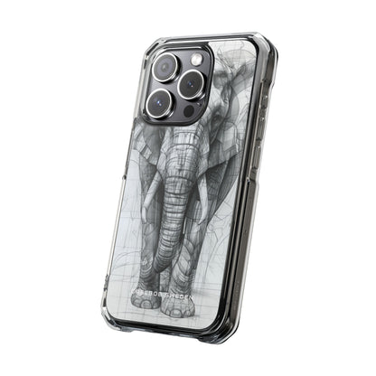 Elephant Line Geometry iPhone 15 - Clear Impact Phone Case