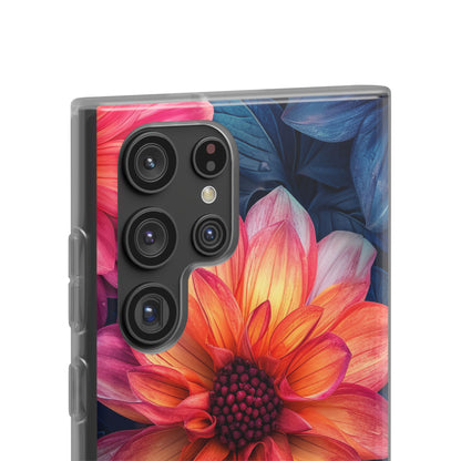 Floral Harmony Orange Blue - Flexi Samsung S22 Phone Case