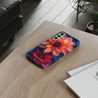 Floral Harmony Orange Blue - Tough Samsung S22 Phone Case