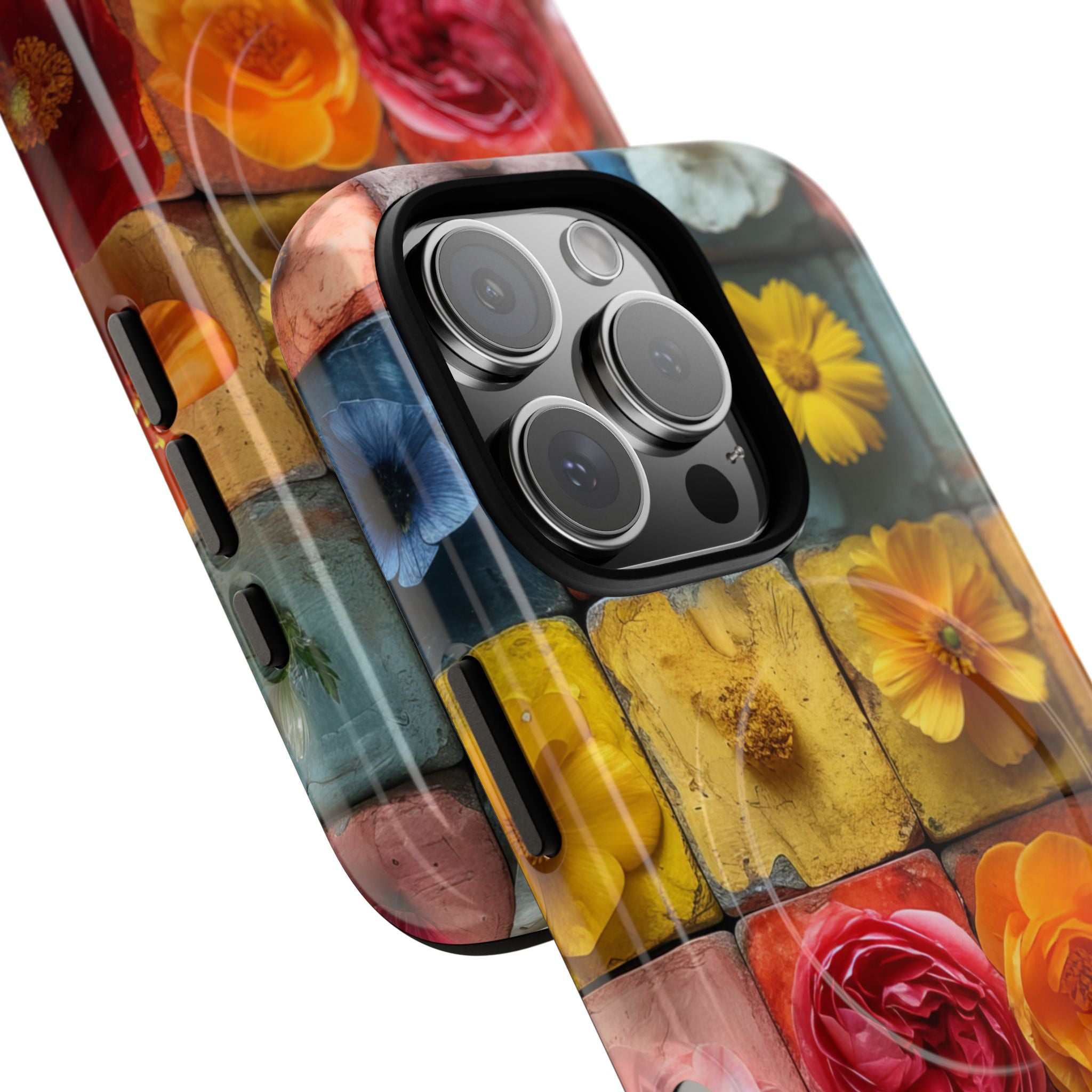 Vibrant Floral Tiles - Tough + MagSafe® iPhone 16 Phone Case