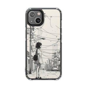 Urban Solitude Sketch - Phone Case for iPhone (Clear Impact - Magnetic)