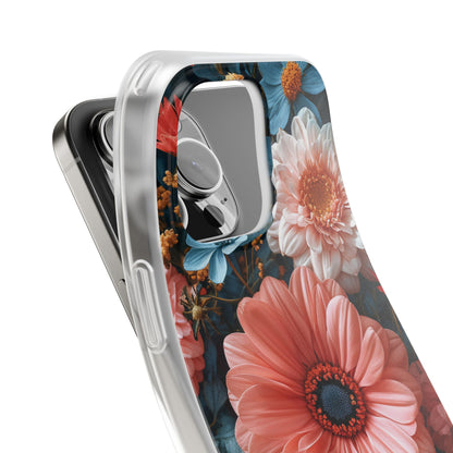 Coral Teal Blooms - Flexi iPhone 16 Phone Case