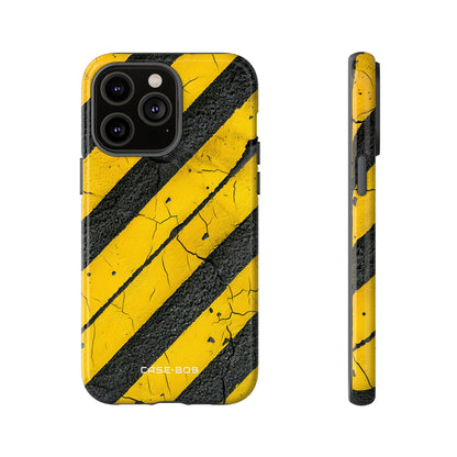 Yellow Stripe Distress iPhone 14 Pro Max Case - Tough