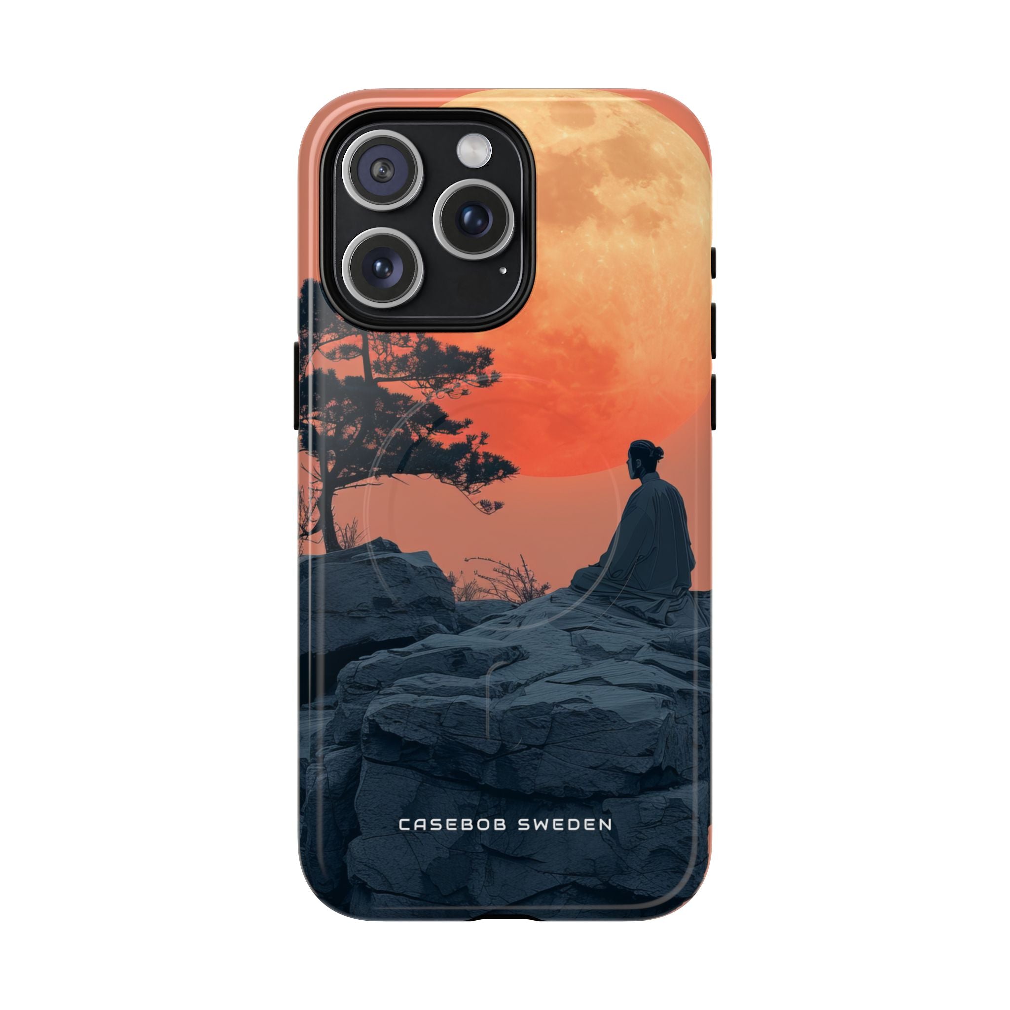 Zen Tranquility Under a Red Moon iPhone 15 | Tough+ Phone Case