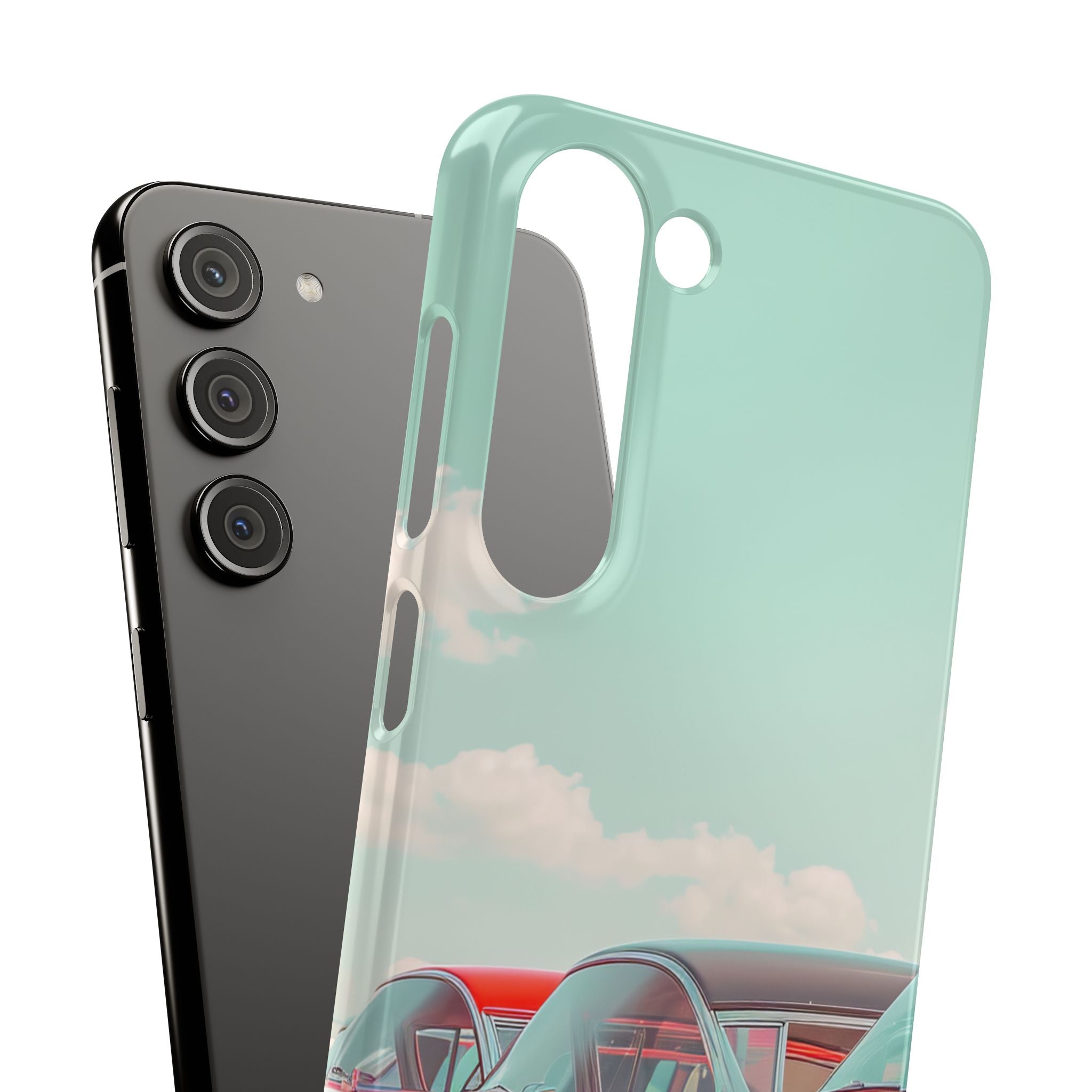 Vintage Turquoise Cars - Slim Samsung S23 Phone Case