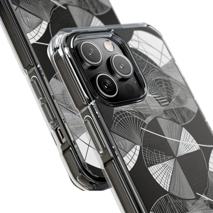 Monochrome Circle Maze iPhone 14 - Impact Clear+