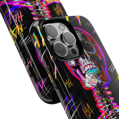 Neon Skeleton Laugh iPhone 16 Pro Max Case - Tough