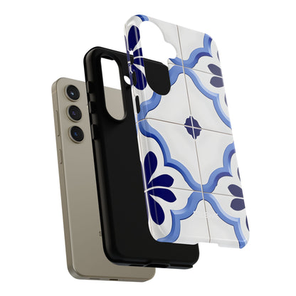 Elegant Blue Floral Geometric Tile Samsung S24 - Tough