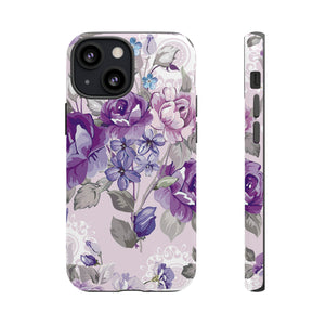 Beautiful vintage purple flower iPhone case - Protective Phone Case