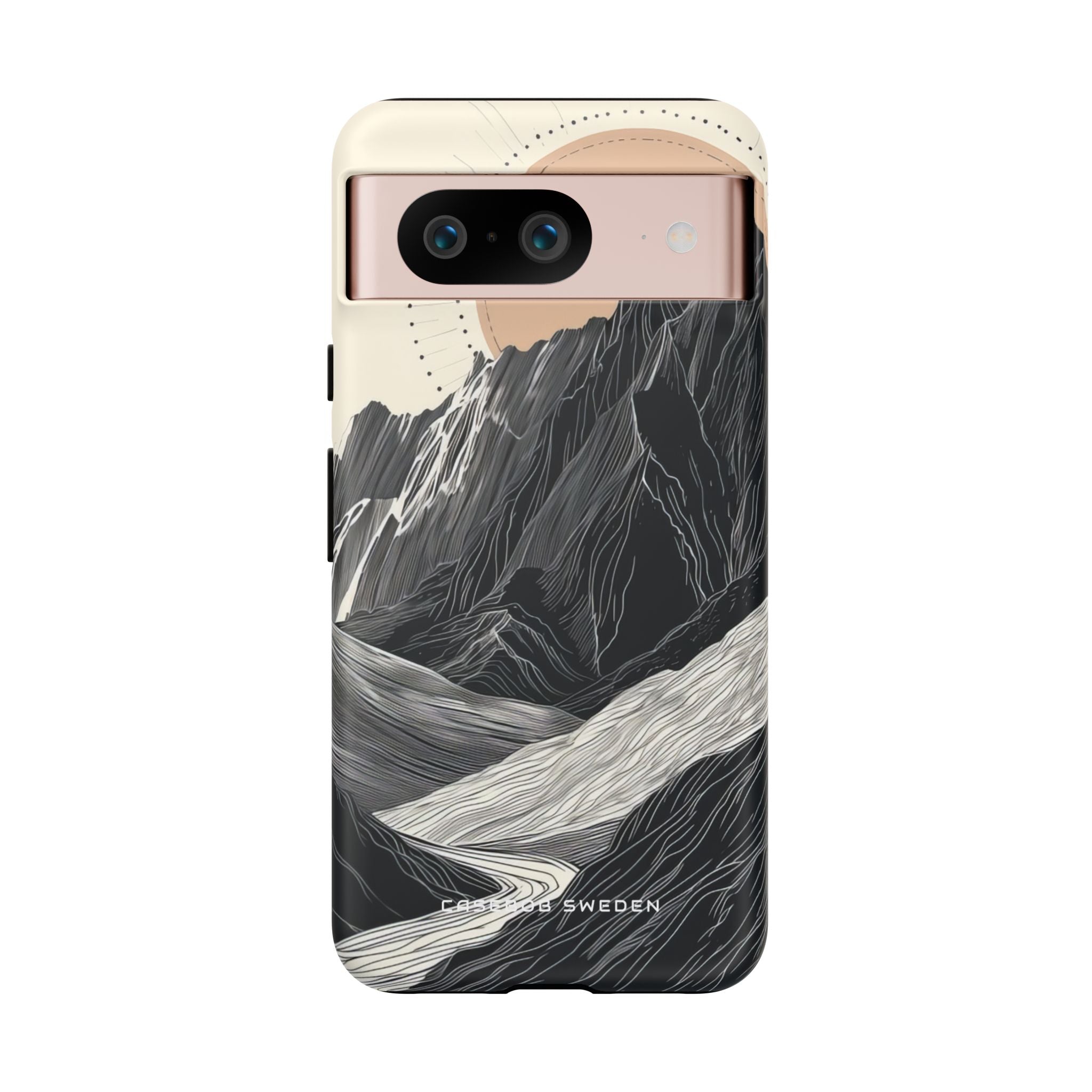 Minimalist Mountain Landscape with Flowing River Google Pixel 8 - Tough Phone Case