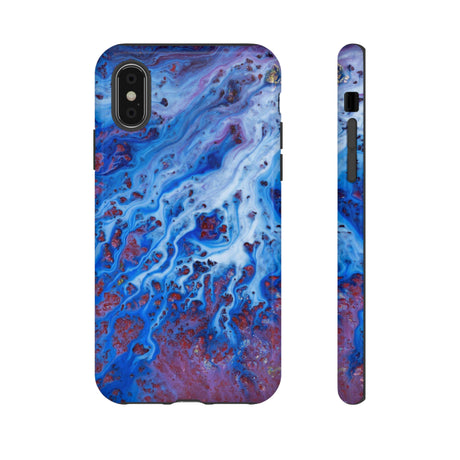 Ice Blue River Ink Art iPhone Case (Protective) iPhone X Glossy Phone Case