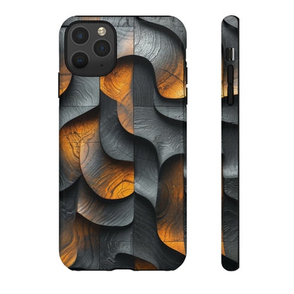 Grey Fire Orange Geometry - Protective Phone Case