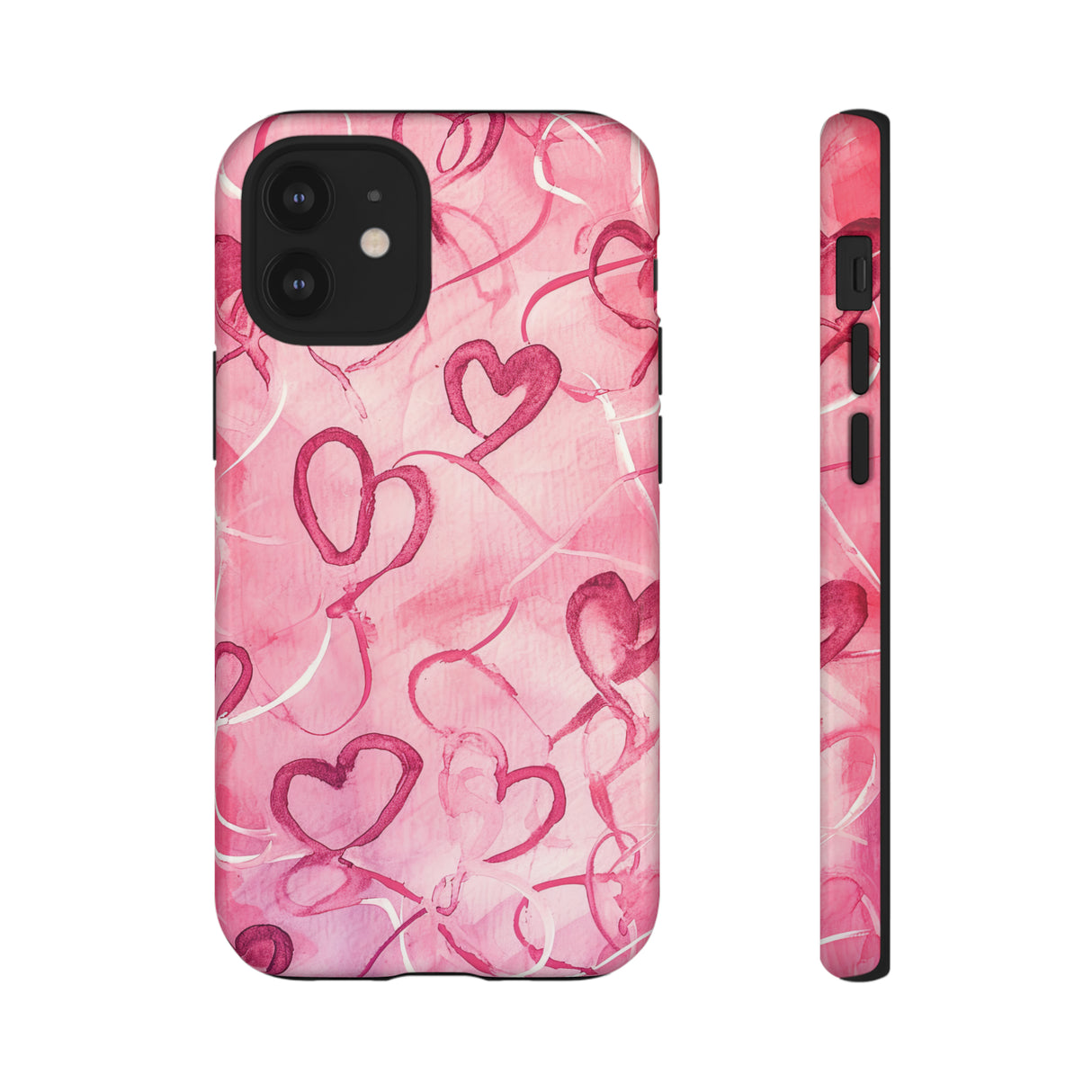 Intertwined Hearts & Cupid - Protective Phone Case