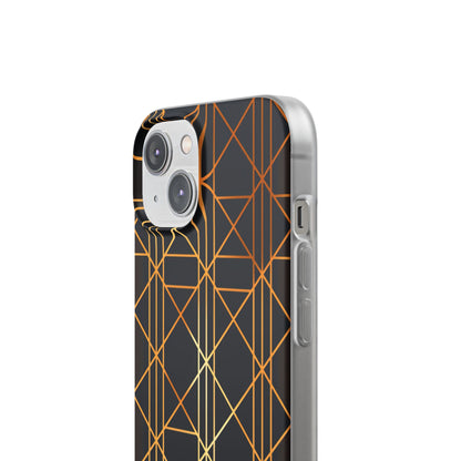 Golden Geometric Elegance iPhone 14 - Flexi Phone Case