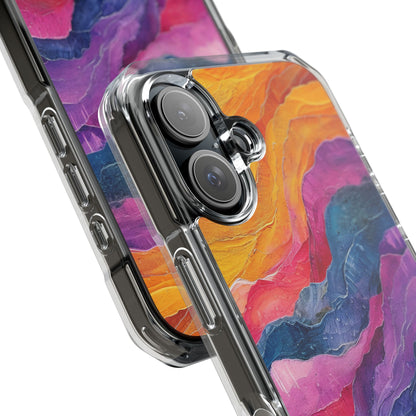 Vibrant Abstract Waves - Clear Impact iPhone 16 Phone Case