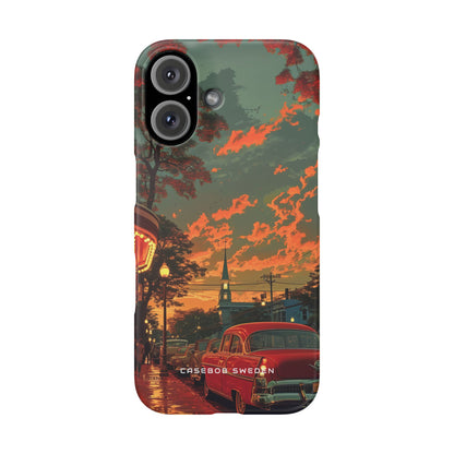 Mid-Century Nostalgia Streetscape iPhone 16 - Slim Phone Case