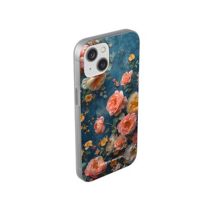 Blue Floral Elegance - Flexi iPhone 14 Phone Case