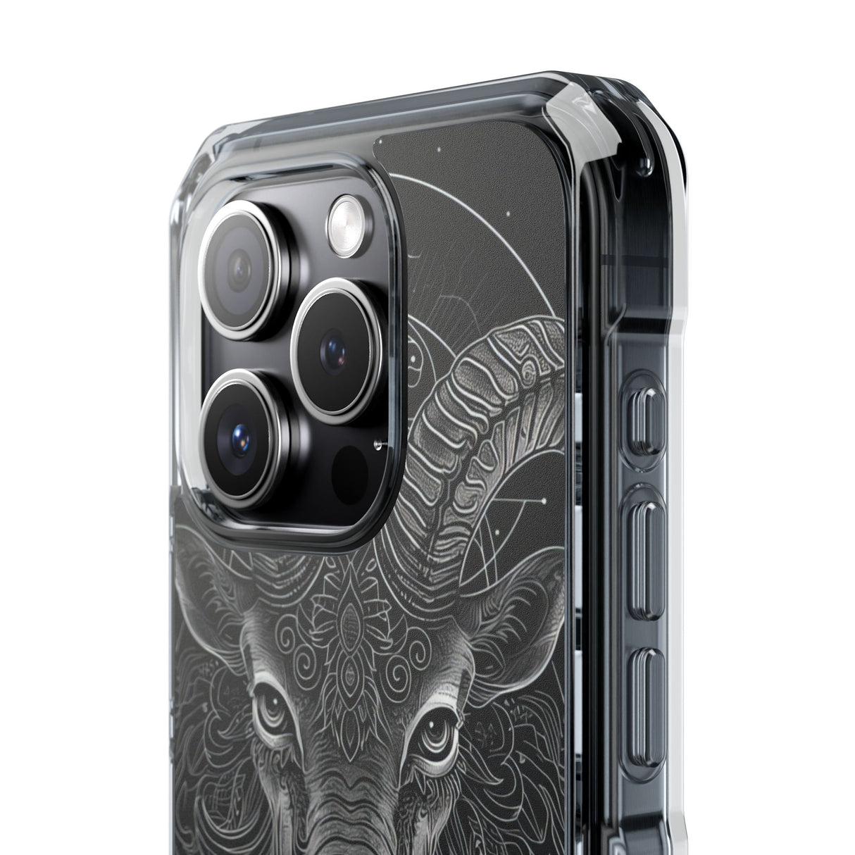 Mystic Ram Mandala - Phone Case for iPhone (Clear Impact - Magnetic)