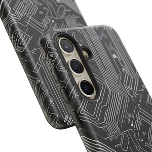 Circuitry Dreams: Abstract Black Design - For Samsung S24