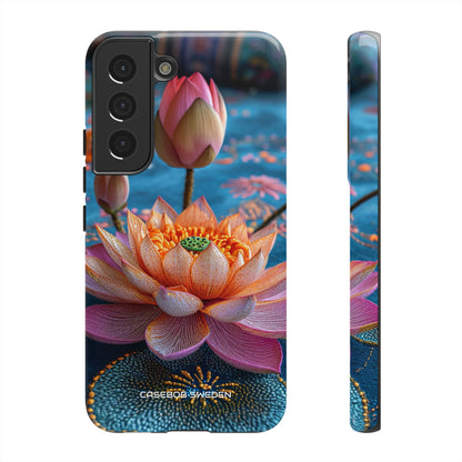 Vibrant Lotus Embroidery - Tough Samsung S22 Phone Case