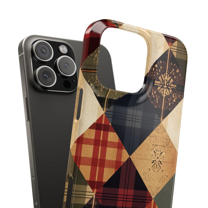 Rustic Geometric Patchwork Harmony iPhone 16 - Slim Phone Case