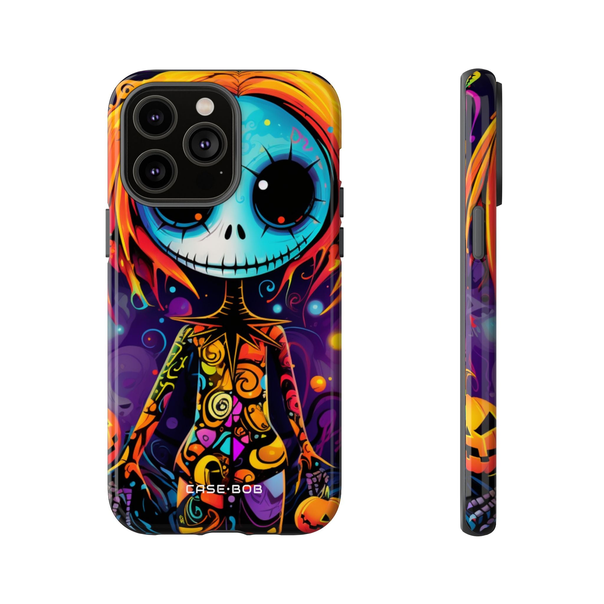 Blue Skull Swirl iPhone 14 Pro Max Case - Tough