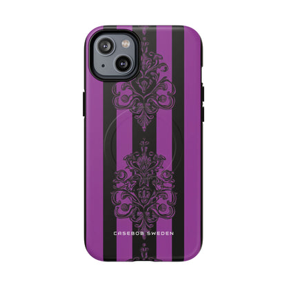 Gothic Elegance with Vertical Stripes and Ornamental Motifs iPhone 14 | Tough+ Phone Case