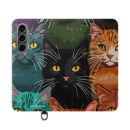 Kissa Ruutu Neon - Samsung S24 Case - Lompakko