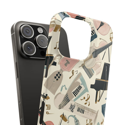 Beige Musical Instruments Pattern - Slim iPhone 16 Phone Case