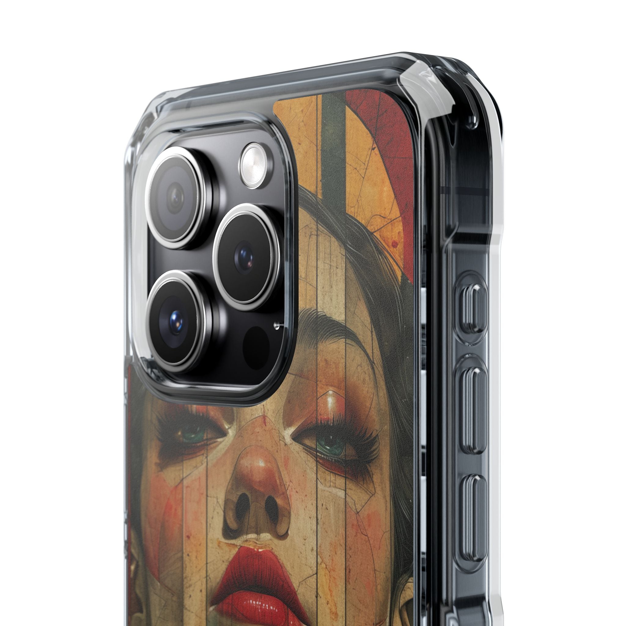 Bold Art Deco Portrait - Clear Impact iPhone 15 Phone Case