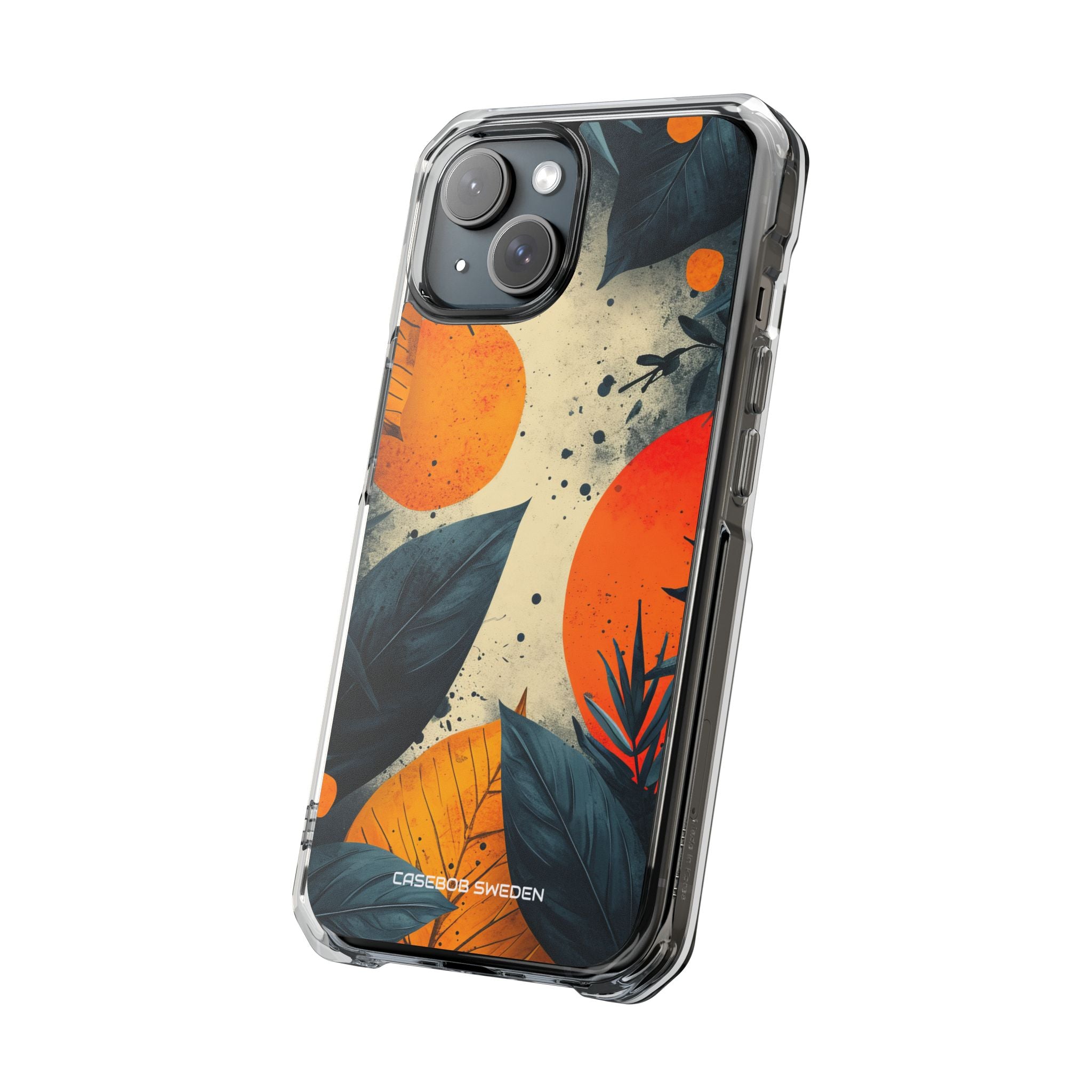 Tropical Blue Leaves - Clear Impact iPhone 15 Phone Case