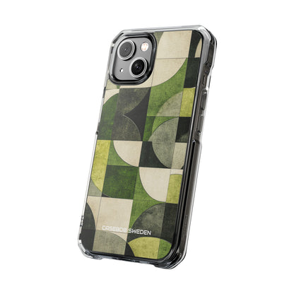 Green Geometric Harmony - Clear Impact iPhone 14 Phone Case