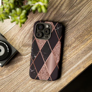 Pink Black Geometric - Protective Phone Case