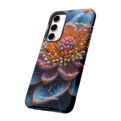 Blue-Orange Floral Swirl - Tough Samsung S23 Phone Case