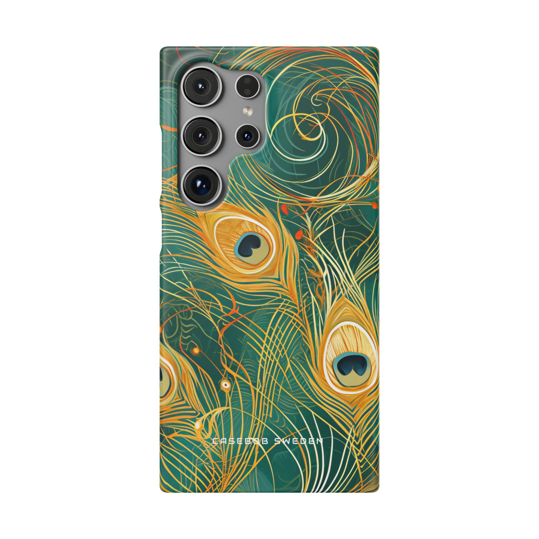 Peacock Elegance in Teal and Gold Samsung S24 - Slim Phone Case