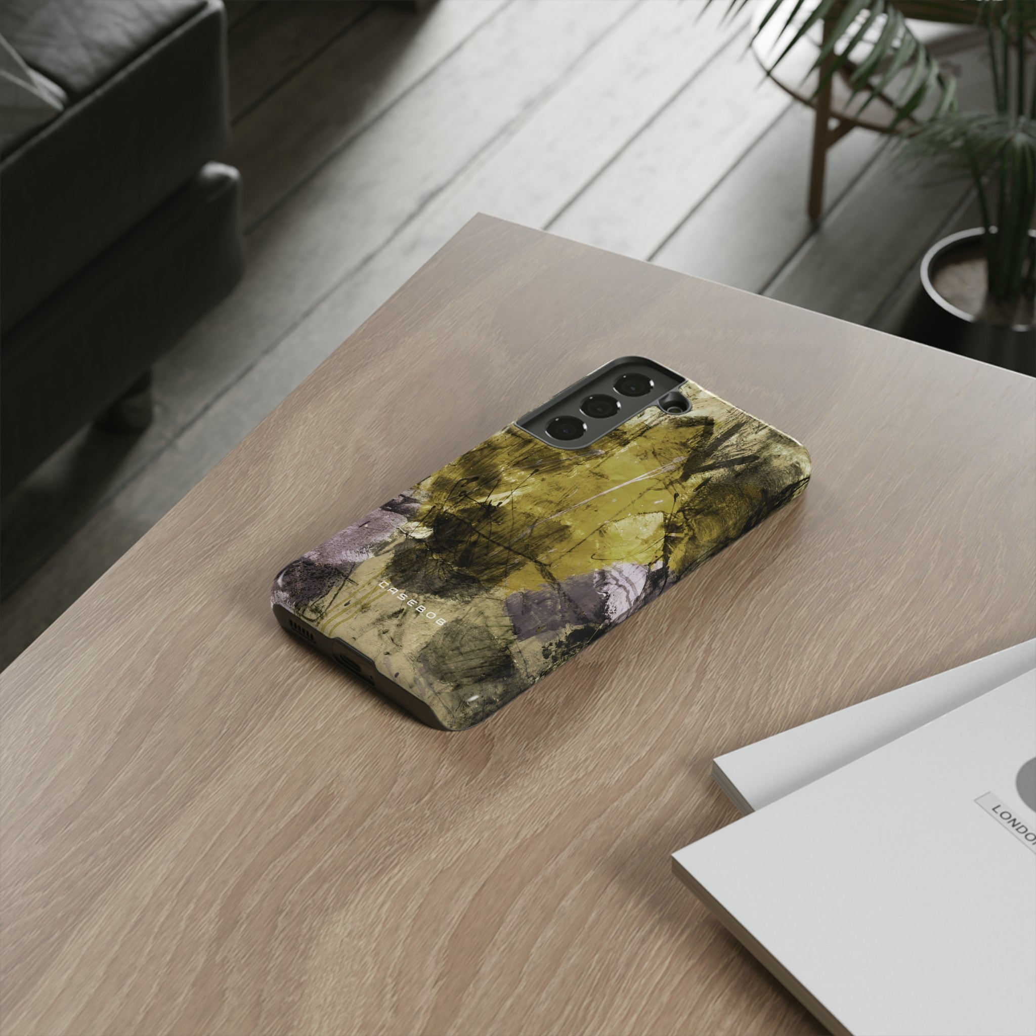 Yellow Grunge Art Phone Case - Protective Phone Case