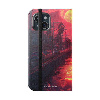 Keltainen Kuuheijastus - iPhone 15 -lompakkokotelo