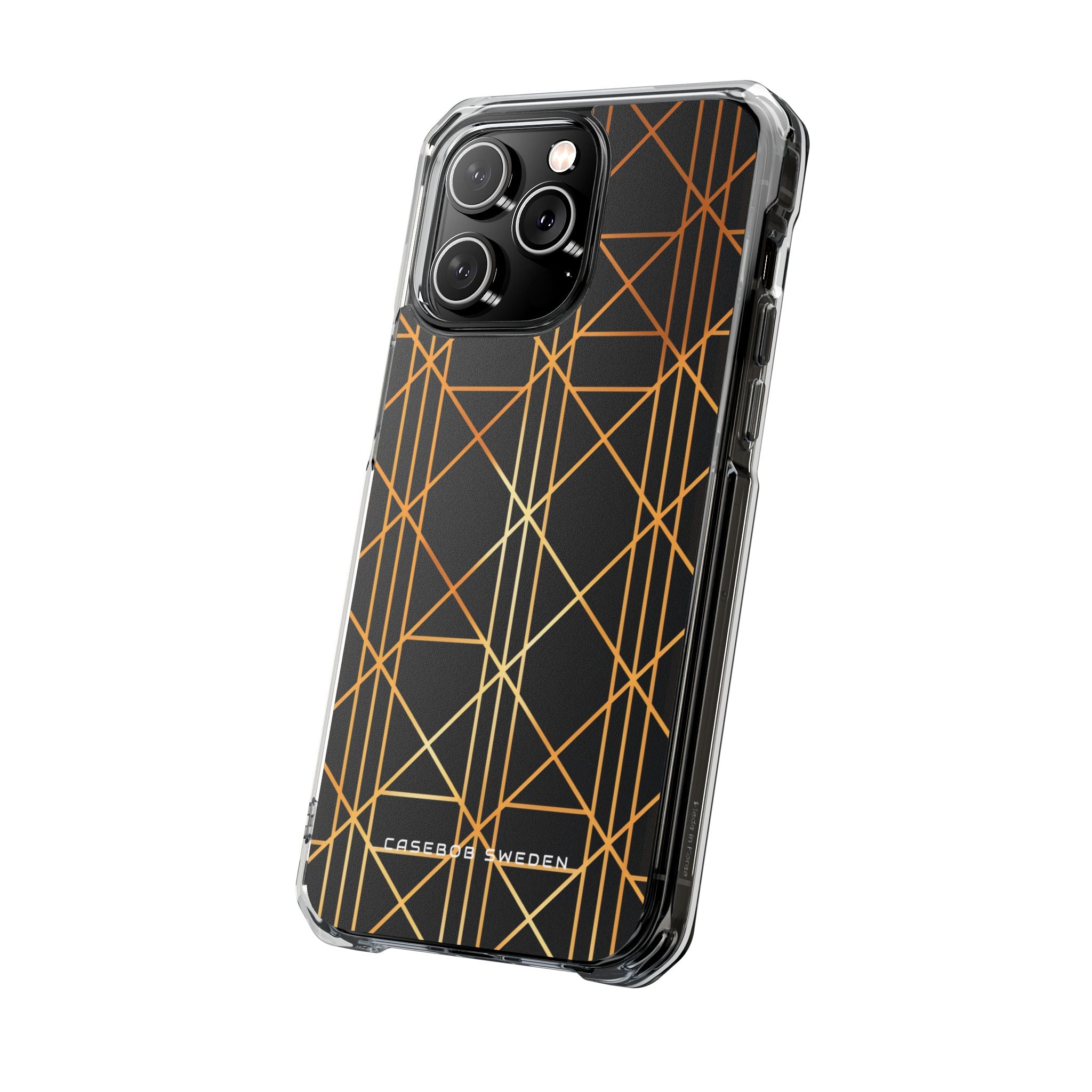 Golden Geometric Elegance iPhone 14 - Clear Impact Phone Case