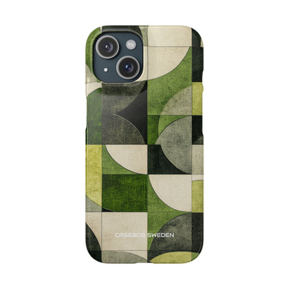 Green Geometric Harmony - Slim iPhone 15 Phone Case