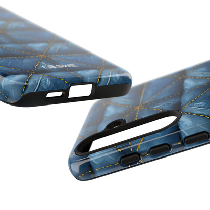 Blue Denim Quilted Yellow Stitching Seamless Samsung S24 - Tough