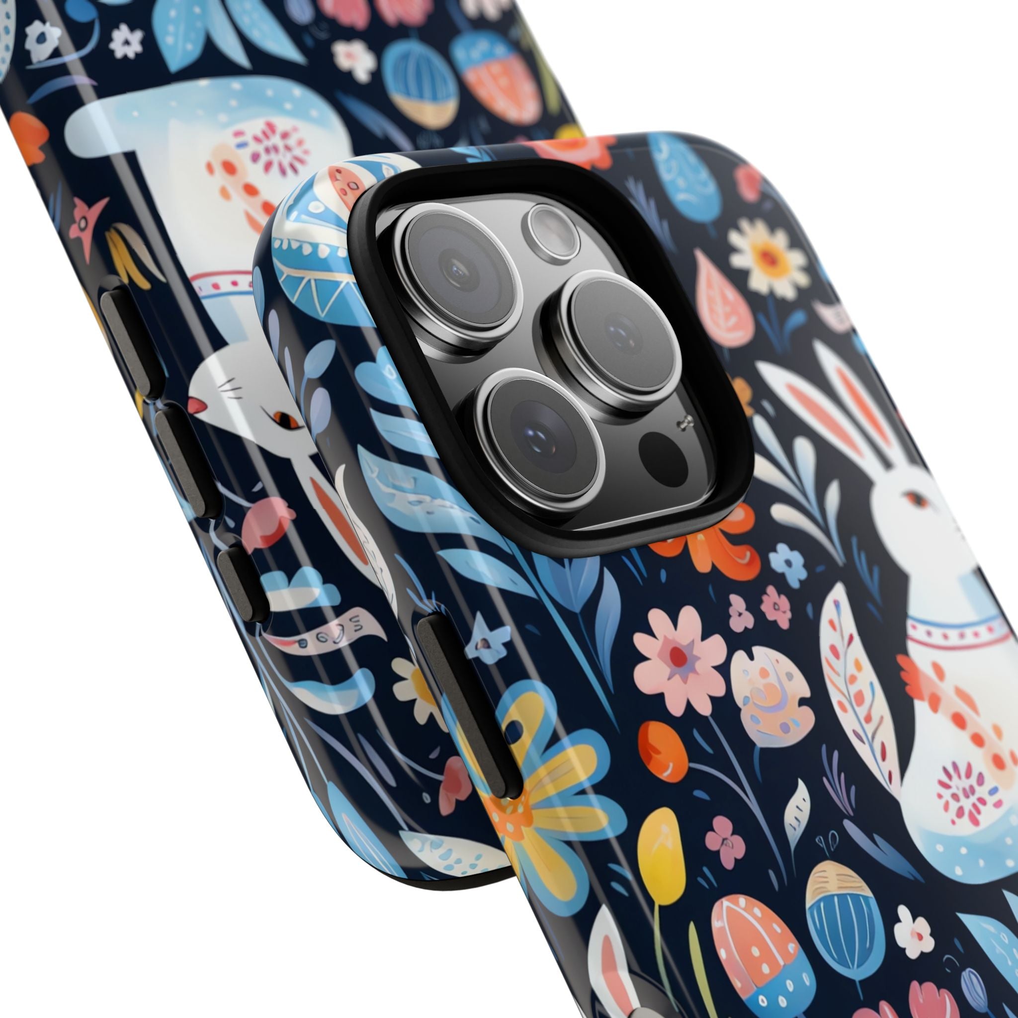 Bunnies Play Among Flowers - iPhone Case
